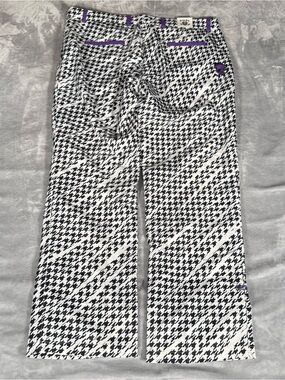 Tattoo Golf Houndstooth Graphic Pleated Pants Mens 36x30 Loud Pattern White NEW